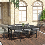 '-Outsunny 8 People Rectangular Pedestal Dining Table, with Aluminum Frame, All-Weather HDPE Wood Top, Foot Pads for Garden, Patio, Black | Aosom.com - Outdoor Style Company