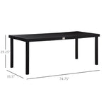 '-Outsunny 8 People Rectangular Pedestal Dining Table, with Aluminum Frame, All-Weather HDPE Wood Top, Foot Pads for Garden, Patio, Black | Aosom.com - Outdoor Style Company