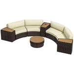 Sectional Sofa Sets - Outsunny 8 Piece Patio Furniture Set with 4 Rattan Sofa Chairs & 4 Tables with Storage & Umbrella Hole, Mixed Brown - Outdoor Style Company