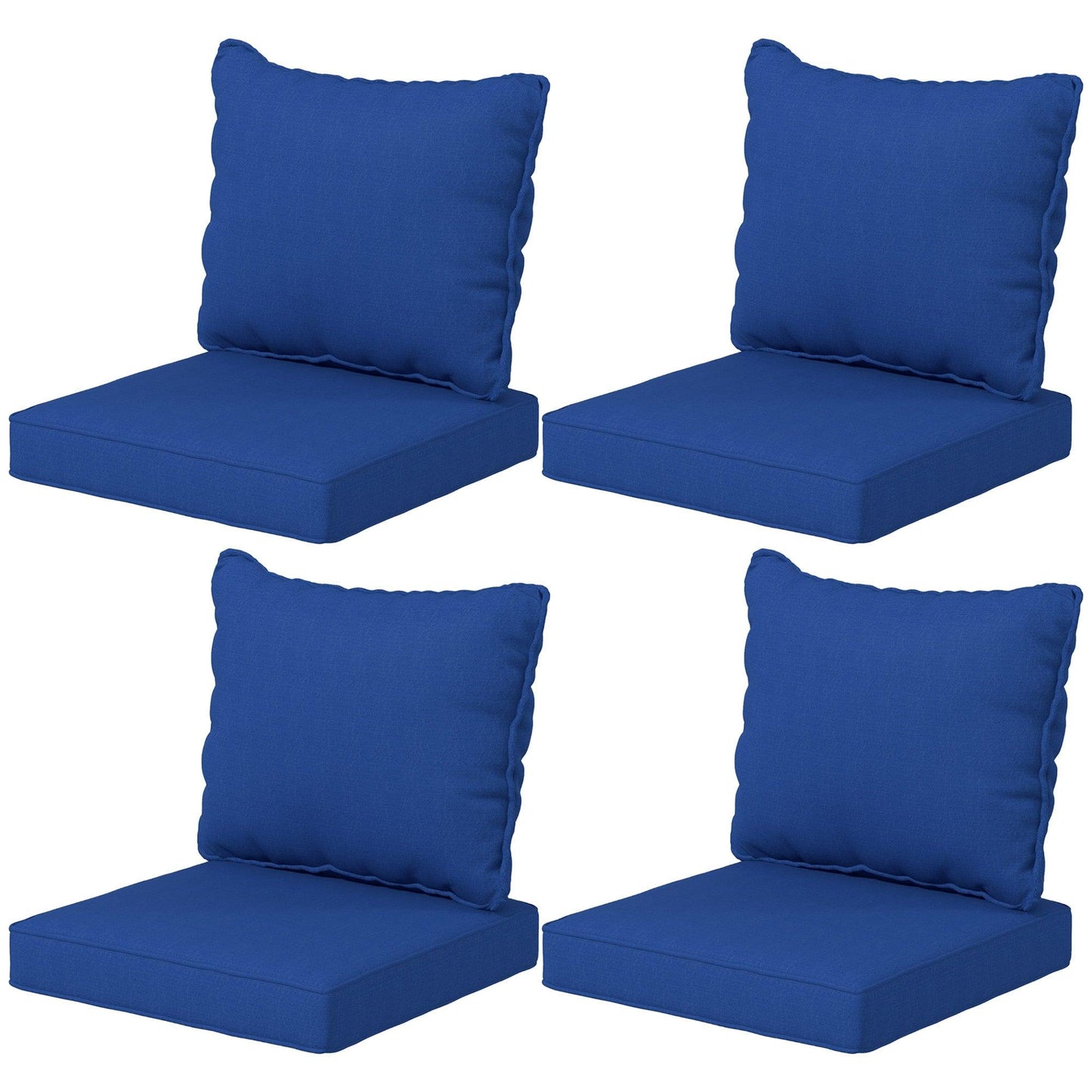 Reclining Lounge Chairs - Outsunny 8 - Piece Seat Cushion & Pillow Replacement Set, Patio Chair Cushions with Back for Indoor Outdoor, Navy Blue - Outdoor Style Company