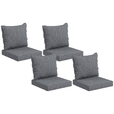 Reclining Lounge Chairs - Outsunny 8 - Piece Seat Cushion Pillows Replacement, Patio Chair Cushions Set with Back for Indoor Outdoor, Gray - Outdoor Style Company