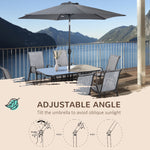 -Outsunny 8 Pieces Outdoor Dining Table and Chairs, with Adjustable Table Umbrella, Fast-Drying Fabric, 6 Chairs and Dining Table, Grey | Aosom.com - Outdoor Style Company