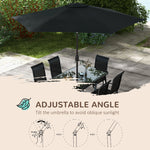 '-Outsunny 8 Pieces Patio Furniture Set with 9Ft Patio Umbrella, Outdoor Dining Table and Chairs, Black - Outdoor Style Company