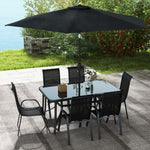 '-Outsunny 8 Pieces Patio Furniture Set with 9Ft Patio Umbrella, Outdoor Dining Table and Chairs, Black - Outdoor Style Company