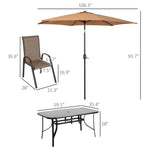 '-Outsunny 8 Pieces Patio Furniture Set with 9Ft Patio Umbrella, Outdoor Dining Table and Chairs, Light Mixed Brown - Outdoor Style Company