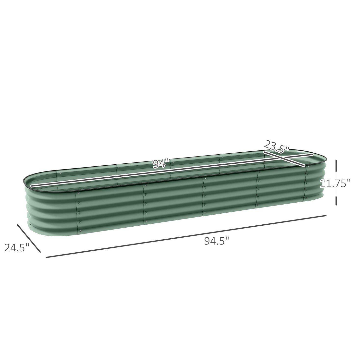 '-Outsunny 8' x 2' Galvanized Garden Bed, Metal Planter Box with Safety Edging, Easy DIY Stock Tank for Growing Flowers, Herbs & Vegetables, Green - Outdoor Style Company