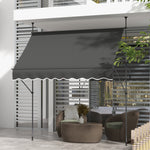 '-Outsunny 8' x 4' Manual Retractable Awning, Non-Screw Freestanding Patio Awning, UV Resistant, for Window or Door, Dark Gray - Outdoor Style Company