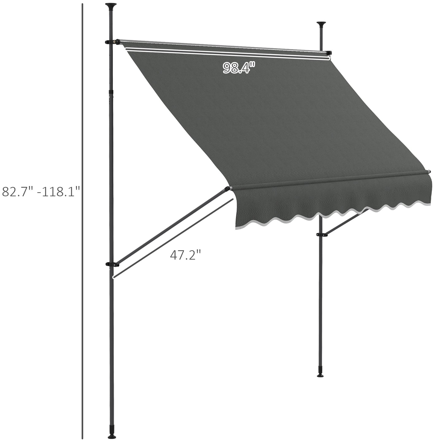 '-Outsunny 8' x 4' Manual Retractable Awning, Non-Screw Freestanding Patio Awning, UV Resistant, for Window or Door, Dark Gray - Outdoor Style Company