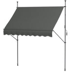 '-Outsunny 8' x 4' Manual Retractable Awning, Non-Screw Freestanding Patio Awning, UV Resistant, for Window or Door, Dark Gray - Outdoor Style Company