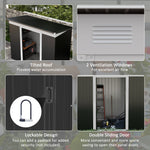 -Outsunny 8' x 4' Metal Garden Shed, Backyard Tool Storage Shed with Dual Locking Doors, 2 Air Vents and Steel Frame, Dark Gray - Outdoor Style Company