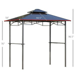 '-Outsunny 8' x 5' Barbecue Grill Gazebo Tent, Outdoor BBQ Canopy with Side Shelves & Double Layer PC Roof, Brown - Outdoor Style Company