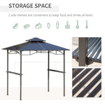 '-Outsunny 8' x 5' Barbecue Grill Gazebo Tent, Outdoor BBQ Canopy with Side Shelves & Double Layer PC Roof, Brown - Outdoor Style Company