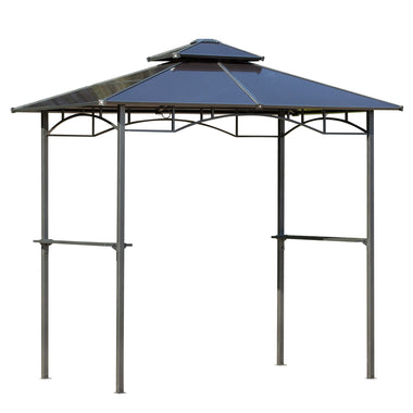 -Outsunny 8' x 5' Barbecue Grill Gazebo Tent, Outdoor BBQ Canopy with Side Shelves & Double Layer PC Roof, Brown - Outdoor Style Company