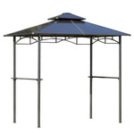 '-Outsunny 8' x 5' Barbecue Grill Gazebo Tent, Outdoor BBQ Canopy with Side Shelves & Double Layer PC Roof, Brown - Outdoor Style Company