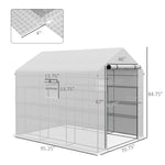 '-Outsunny 8' x 6' x 7' Portable Walk in Greenhouse with Mesh, Door, Windows, 18 Shelf, Trellis, Plant Labels, White - Outdoor Style Company