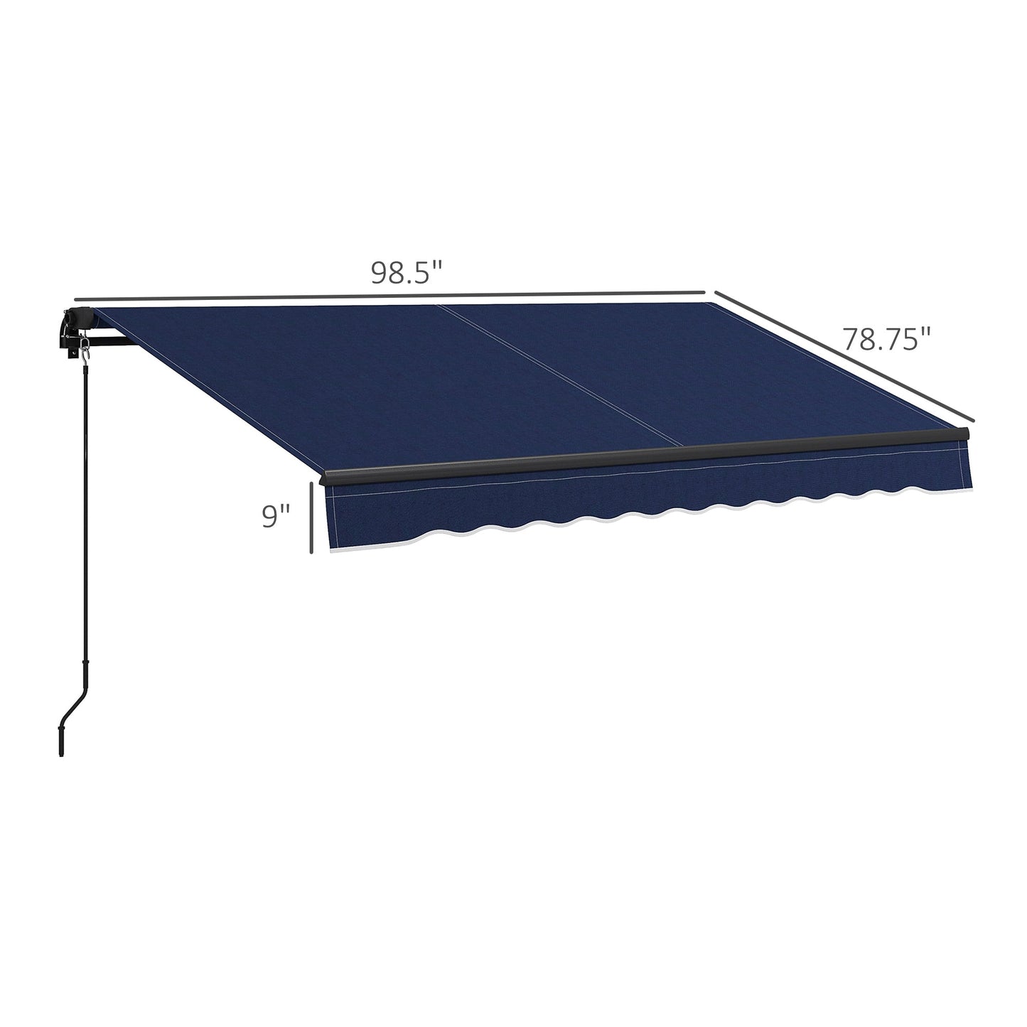 '-Outsunny 8' x 6.5' Retractable Awning, 280gsm UV Resistant Sunshade Shelter for Deck, Balcony, Yard, Blue - Outdoor Style Company