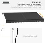-Outsunny 8' x 6.5' Retractable Awning, 280gsm UV Resistant Sunshade Shelter for Deck, Balcony, Yard, Dark Gray - Outdoor Style Company