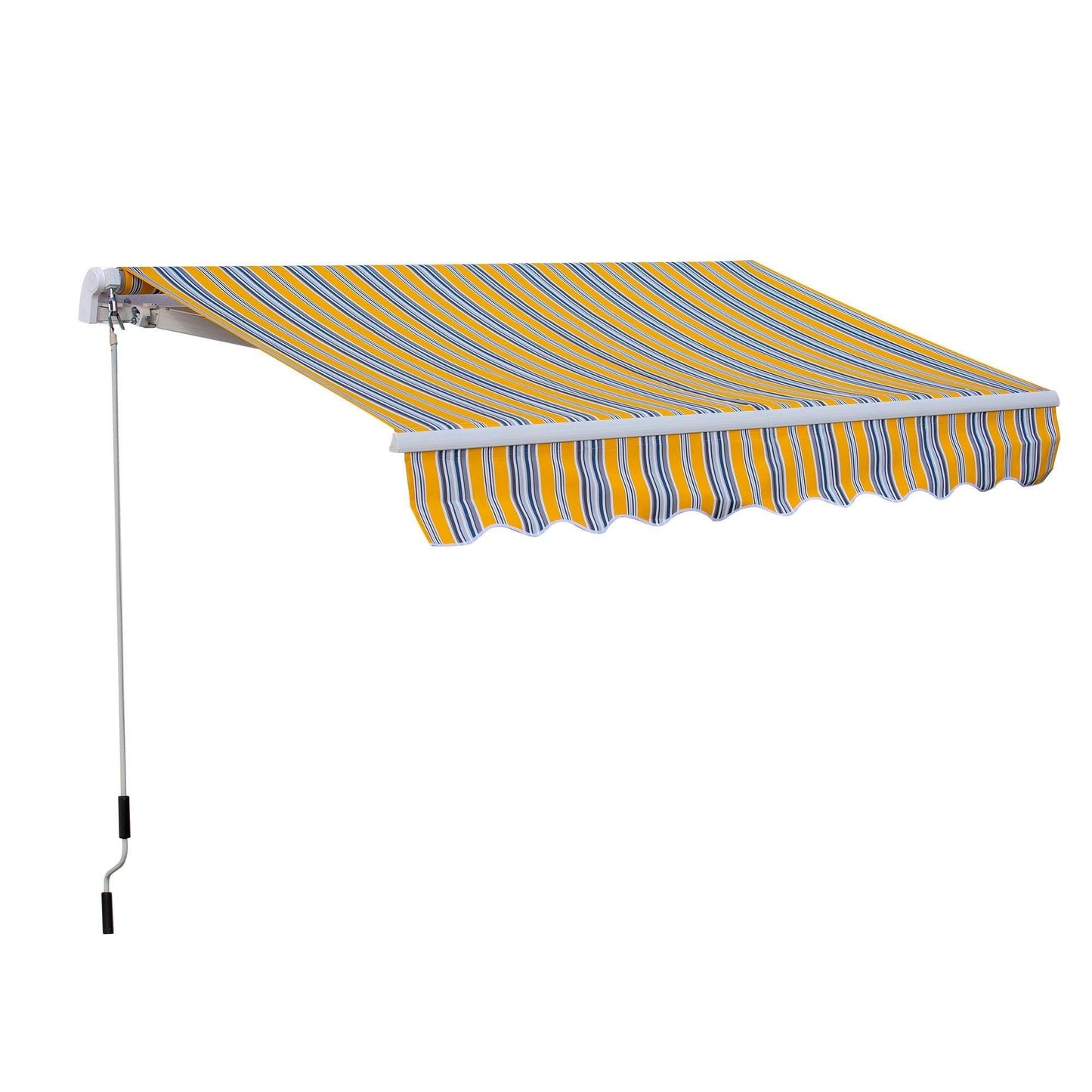 '-Outsunny 8' x 7' Manual Retractable Sun Shade Patio Awning - Mixed Color - Outdoor Style Company