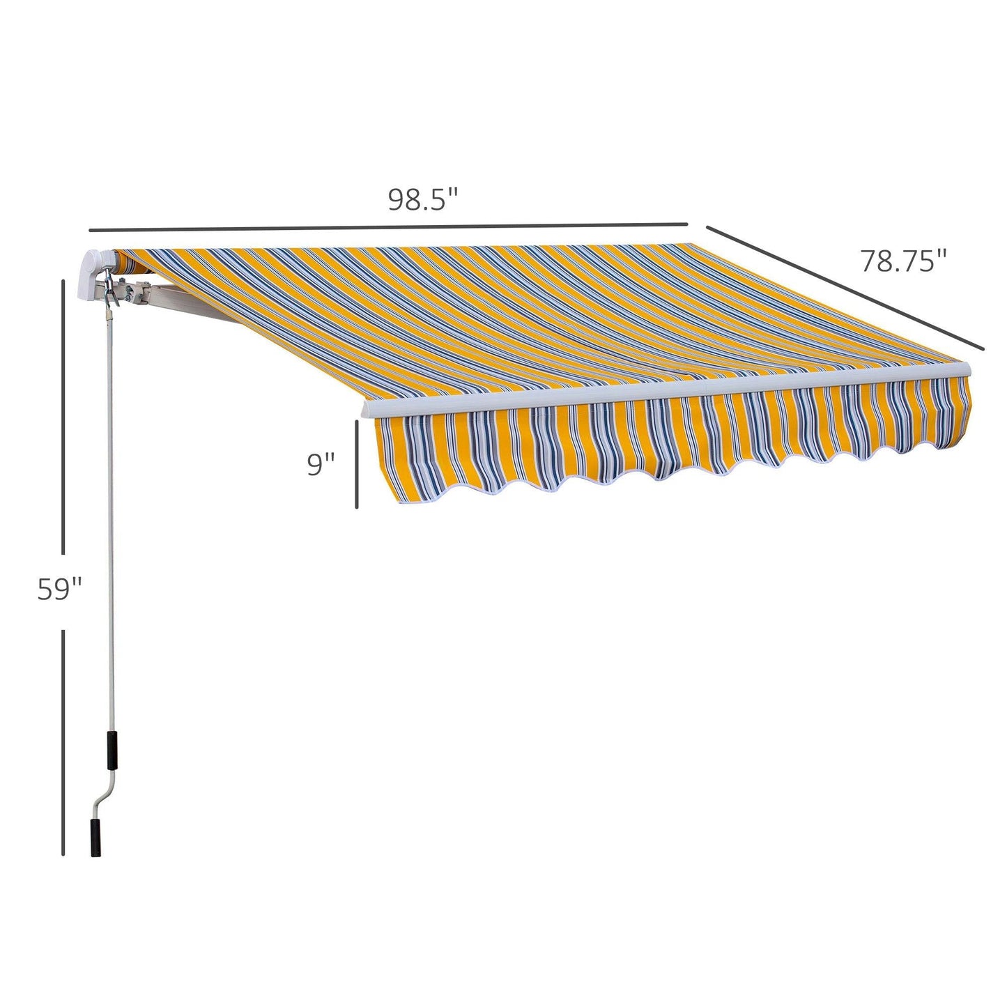 '-Outsunny 8' x 7' Manual Retractable Sun Shade Patio Awning - Mixed Color - Outdoor Style Company