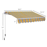 '-Outsunny 8' x 7' Manual Retractable Sun Shade Patio Awning - Mixed Color - Outdoor Style Company