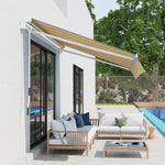 '-Outsunny 8' x 7' Manual Retractable Sun Shade Patio Awning - Mixed Color - Outdoor Style Company