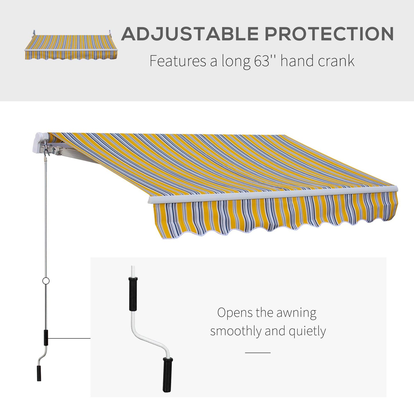 '-Outsunny 8' x 7' Manual Retractable Sun Shade Patio Awning - Mixed Color - Outdoor Style Company