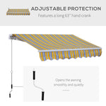 '-Outsunny 8' x 7' Manual Retractable Sun Shade Patio Awning - Mixed Color - Outdoor Style Company