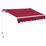 '-Outsunny 8' x 7' Patio Manual Retractable Awning Outdoor Patio Sun Shade w/ Crank Handle Deck Window Cover Wine Red - Outdoor Style Company