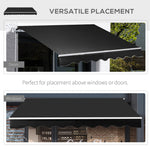 '-Outsunny 8' x 7' Patio Retractable Awning, Manual Exterior Sun Shade Deck Window Cover, Black - Outdoor Style Company