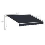 '-Outsunny 8' x 7' Patio Retractable Awning, Manual Exterior Sun Shade Deck Window Cover, Black - Outdoor Style Company