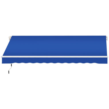 '-Outsunny 8' x 7' Patio Retractable Awning, Manual Exterior Sun Shade Deck Window Cover, Blue - Outdoor Style Company