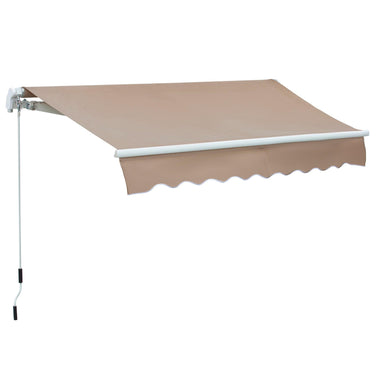 '-Outsunny 8' x 7' Patio Retractable Awning Manual Exterior Sun Shade Deck Window Cover, Brown - Outdoor Style Company