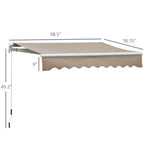 '-Outsunny 8' x 7' Patio Retractable Awning Manual Exterior Sun Shade Deck Window Cover, Brown - Outdoor Style Company