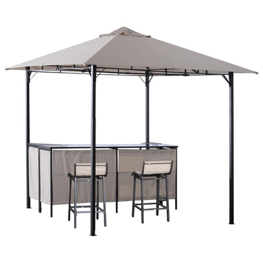 '-Outsunny 8' x 8' 3 Piece Outdoor Furniture Covered Gazebo Patio Bar Set - Outdoor Style Company