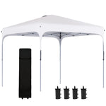 '-Outsunny 8' x 8' Pop Up Canopy with Adjustable Height, Foldable Gazebo Tent with Carry Bag with Wheels and 4 Leg Weight Bags for Garden, White - Outdoor Style Company