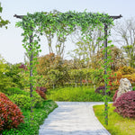 -Outsunny 82â€ Metal Garden Trellis Arch with Durable Steel Tubing & Elegant Scrollwork, for Wedding Garden Bridal Party Decoration Arbor - Outdoor Style Company