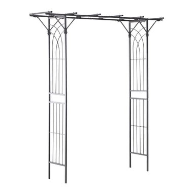 '-Outsunny 82â€ Metal Garden Trellis Arch with Durable Steel Tubing & Elegant Scrollwork, for Wedding Garden Bridal Party Decoration Arbor - Outdoor Style Company