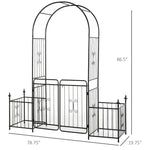 '-Outsunny 86ft Metal Garden Arch, with 2 Sides Planter Boxes, Locking Double Doors, Water-Resistant, for Climbing Vines, Wedding, Black | Aosom.com - Outdoor Style Company