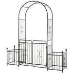 '-Outsunny 86ft Metal Garden Arch, with 2 Sides Planter Boxes, Locking Double Doors, Water-Resistant, for Climbing Vines, Wedding, Black | Aosom.com - Outdoor Style Company