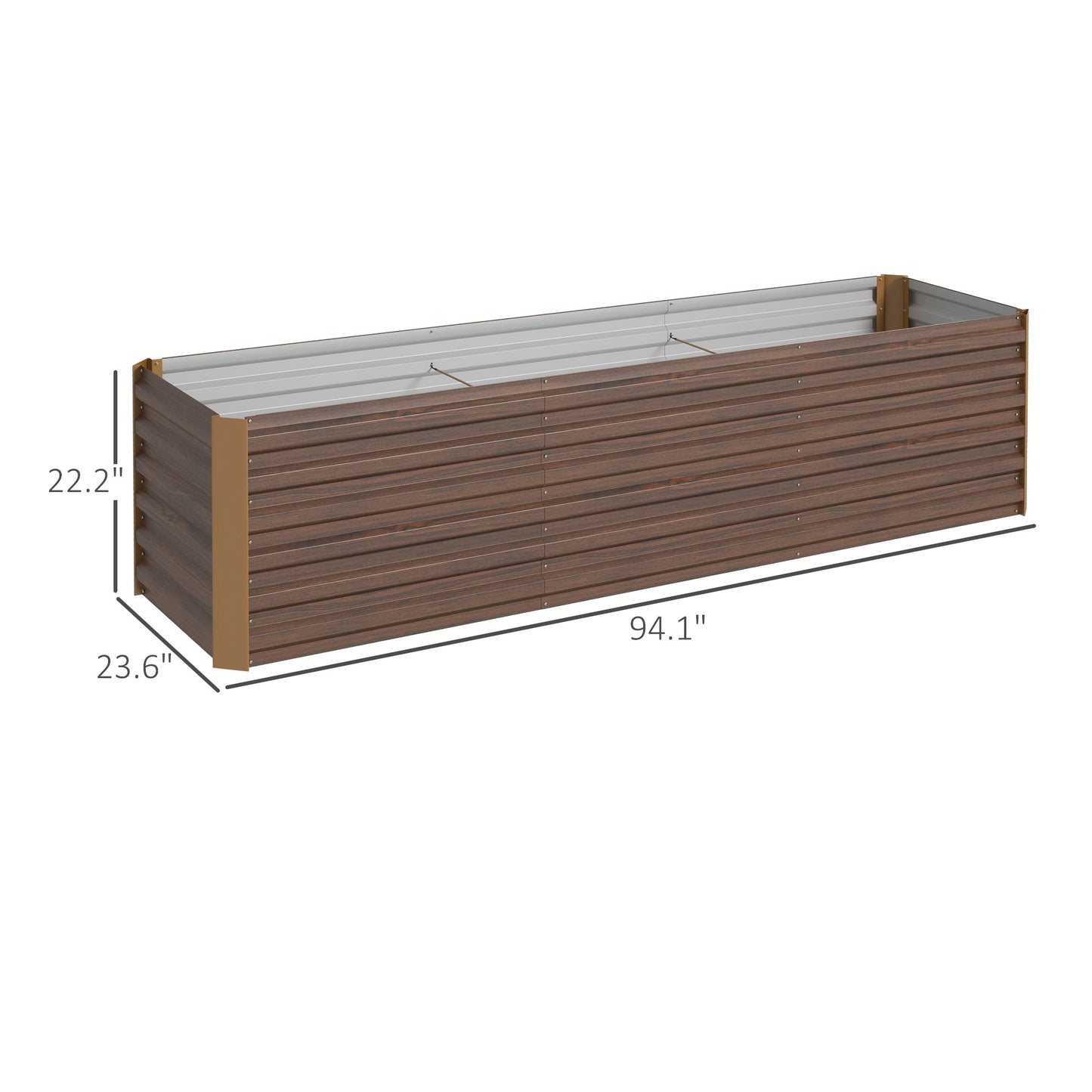 -Outsunny 8'x2'x2' Large Galvanized Raised Garden Bed Kit Outdoor Metal Elevated Planter Box with Safety Edging, Brown - Outdoor Style Company