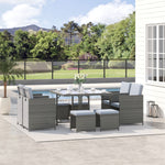 '-Outsunny 9 Piece Outdoor Rattan Wicker Dining Table and Chairs Furniture Set Space Saving Wicker Chairs w/ Cushions Grey - Outdoor Style Company