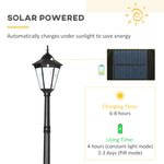 -Outsunny 94.5" solar lamp outdoor Post Light, Solar Powdered Vintage Street Lights for Garden, Lawn, Pathway, Driveway, Black - Outdoor Style Company