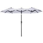 '-Outsunny 9.5' Double-sided Patio Umbrella, Outdoor Market Umbrella with Push Button Tilt and Crank, 3 Air Vents and 12 Ribs, White - Outdoor Style Company