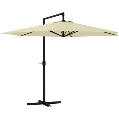 Market Umbrellas - Outsunny 9.5FT Offset Patio Umbrella with Crank, Cross Base, Round Hanging Cantilever Umbrella for Pool, Backyard, Deck, Garden - Outdoor Style Company