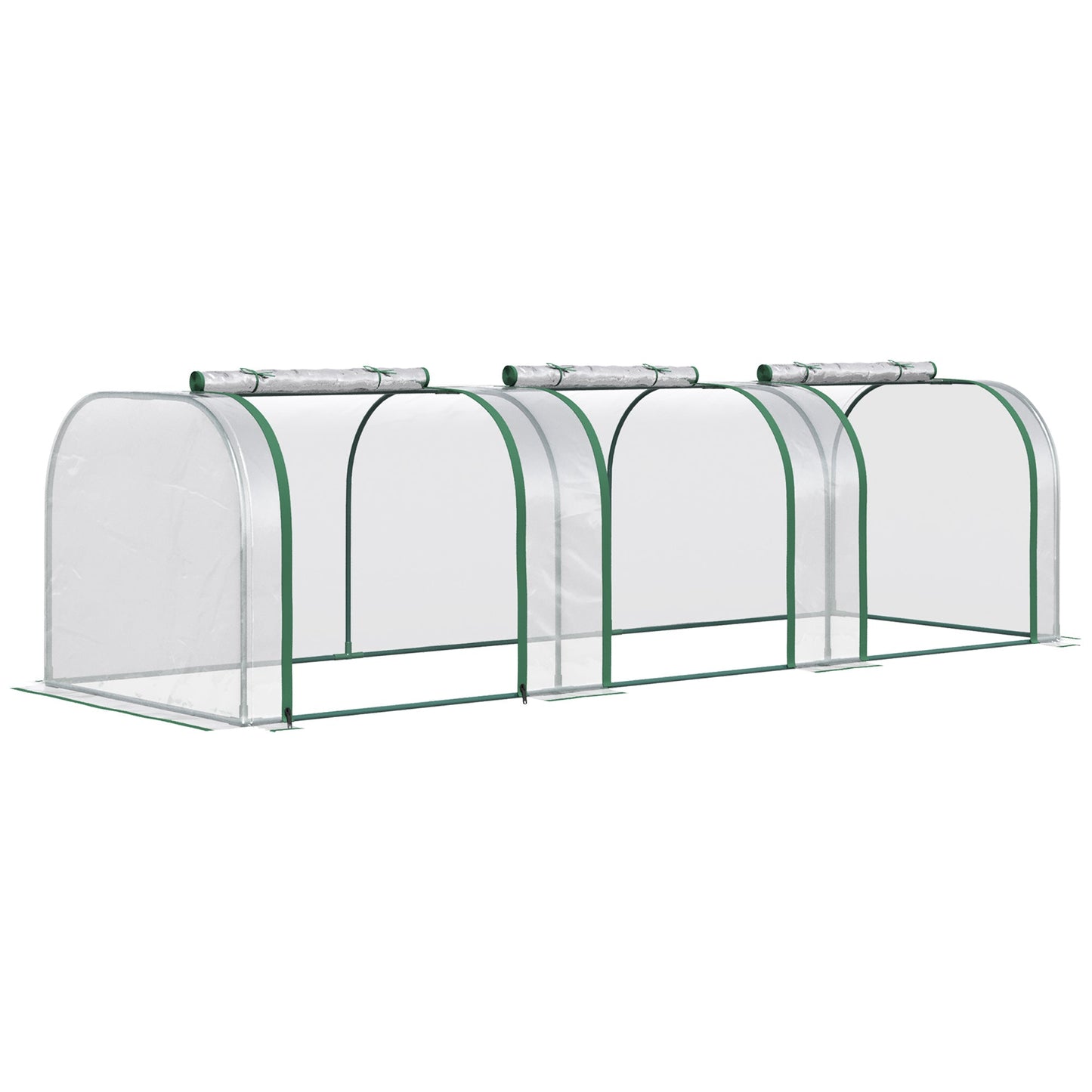 '-Outsunny 9.7' x 3' x 2.5' Small Greenhouse, Portable Tunnel Greenhouse with 3 Zippered Doors, Water/UV Fighting PVC Cover - Outdoor Style Company