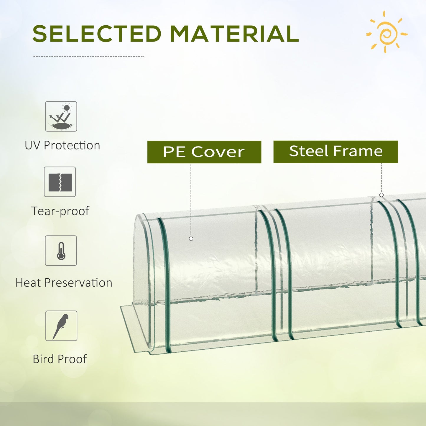 '-Outsunny 9.7' x 3' x 2.5' Small Greenhouse, Portable Tunnel Greenhouse with 3 Zippered Doors, Water/UV Fighting PVC Cover - Outdoor Style Company