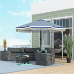 '-Outsunny 9ft Patio Umbrella Outdoor Table Umbrella w/ Tilt, Crank, Ruffled, 8 Ribs for Garden, Deck, Pool, Blue Stripe - Outdoor Style Company