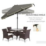 '-Outsunny 9ft Patio Umbrella Outdoor Table Umbrella w/ Tilt, Crank, Ruffled, 8 Ribs for Garden, Deck, Pool, Dark Gray - Outdoor Style Company