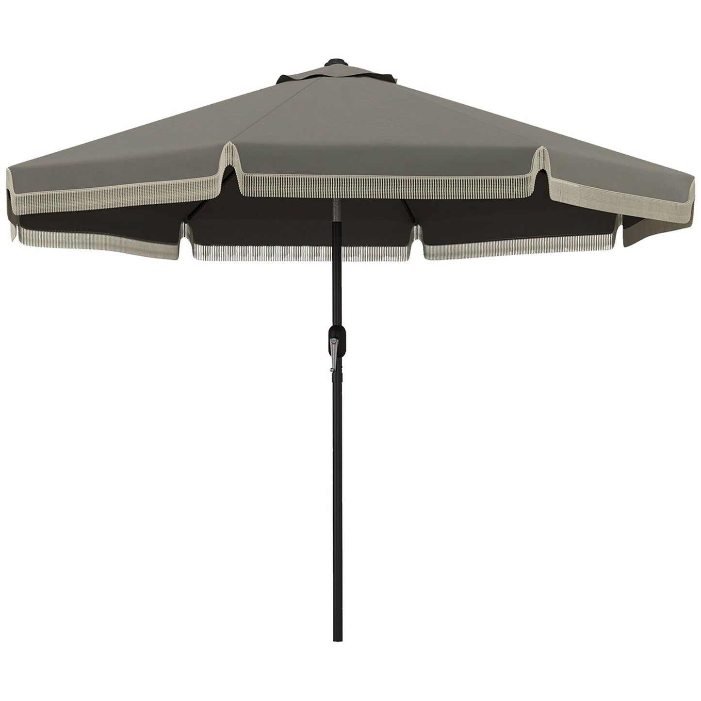 '-Outsunny 9ft Patio Umbrella Outdoor Table Umbrella w/ Tilt, Crank, Ruffled, 8 Ribs for Garden, Deck, Pool, Dark Gray - Outdoor Style Company