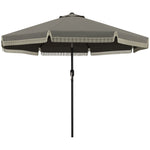 '-Outsunny 9ft Patio Umbrella Outdoor Table Umbrella w/ Tilt, Crank, Ruffled, 8 Ribs for Garden, Deck, Pool, Dark Gray - Outdoor Style Company